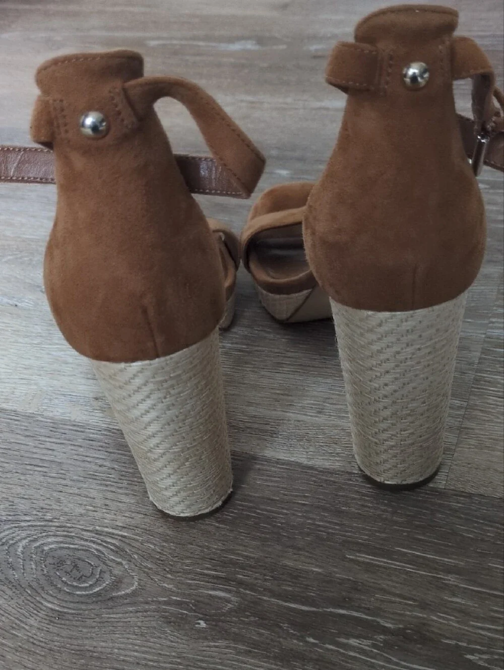 Nine West Brown Suede Platform Ankle-Strap Sandals